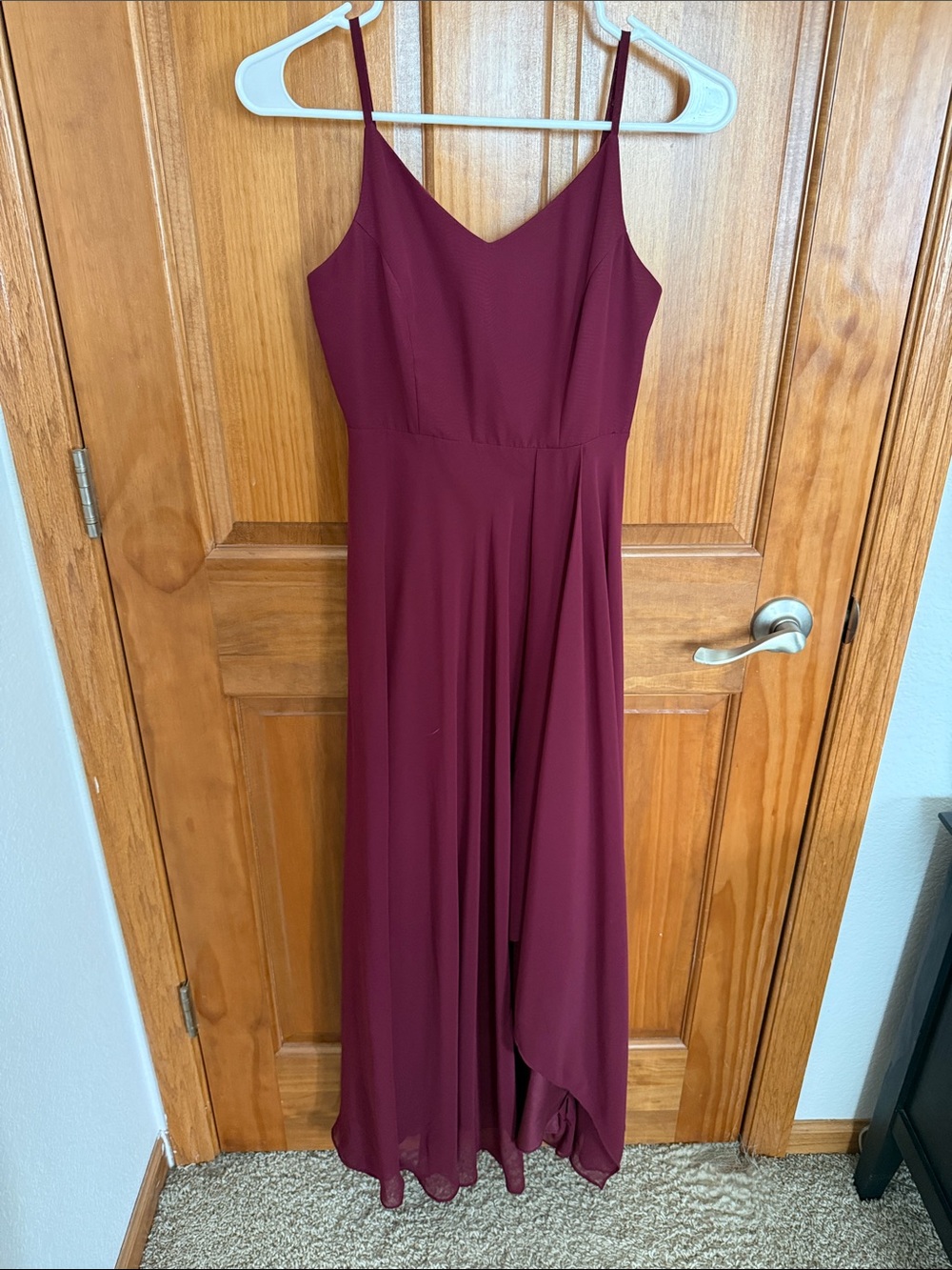 Azazie Burgundy Spaghetti-Strap Maxi Dress